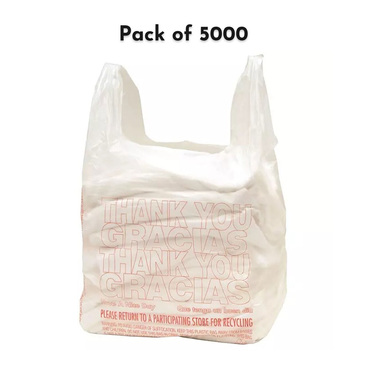 Premium Plastic Bags Small T-Shirt Carry-Out Bags, 7" x 5" x 15" | T-shirt carry-out bags